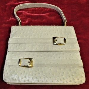 VINTAGE KORET BEIGE OSTRICH BAG W.GREAT HARDWARE